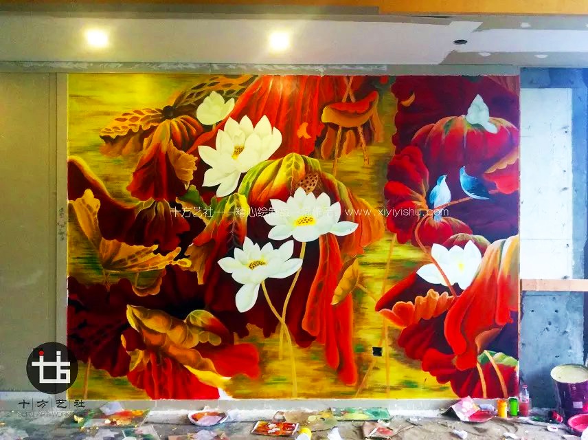 甘肃武威市食为天餐厅墙绘制作【西安十方艺社】